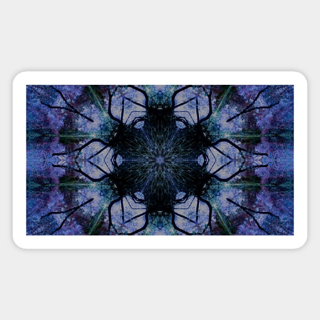 Dark Contemporary Pattern of Snowflaked Trees Sticker by Zen Goat 